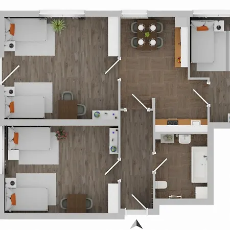 Modernes 6 Betten Balkon Appartement *